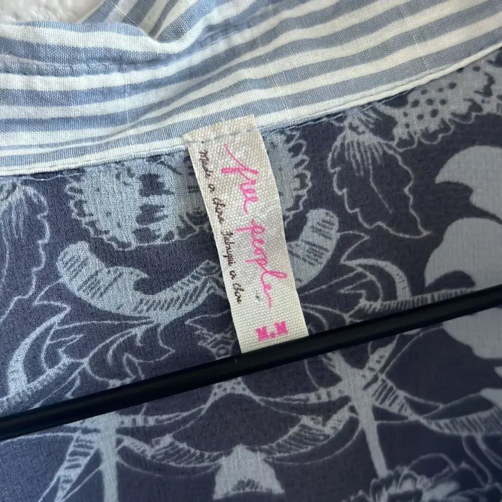 Free People Party in the Back Button Down Lightweight Top Blouse Medium